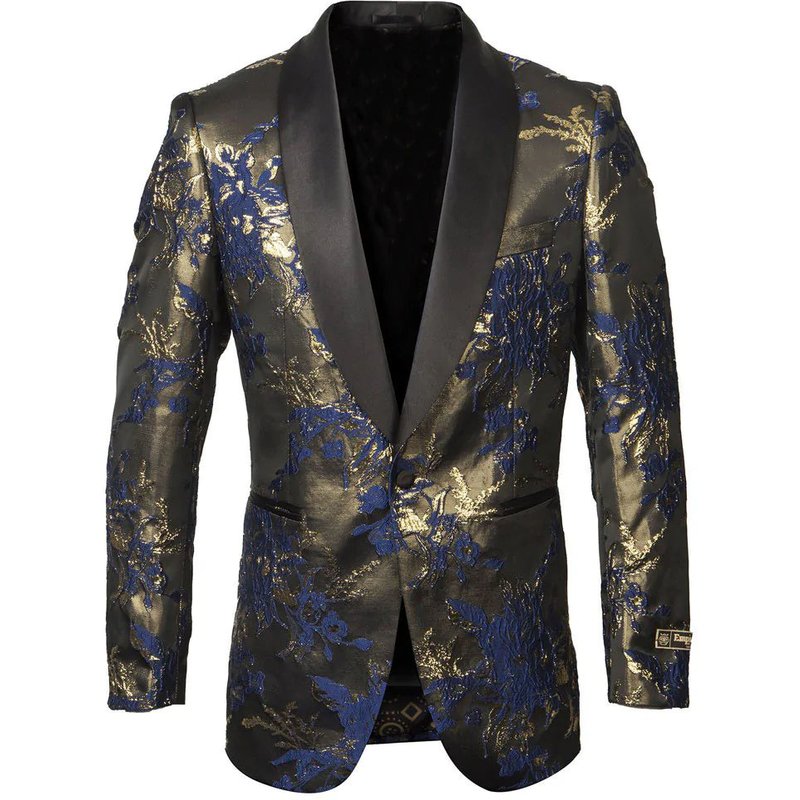 Homme Royal Bleu et costume d'or — Costumes et vestons pour hommes