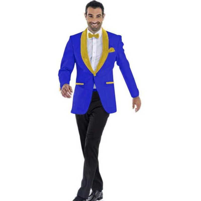 Homme Royal Bleu et costume d'or — Costumes et vestons pour hommes