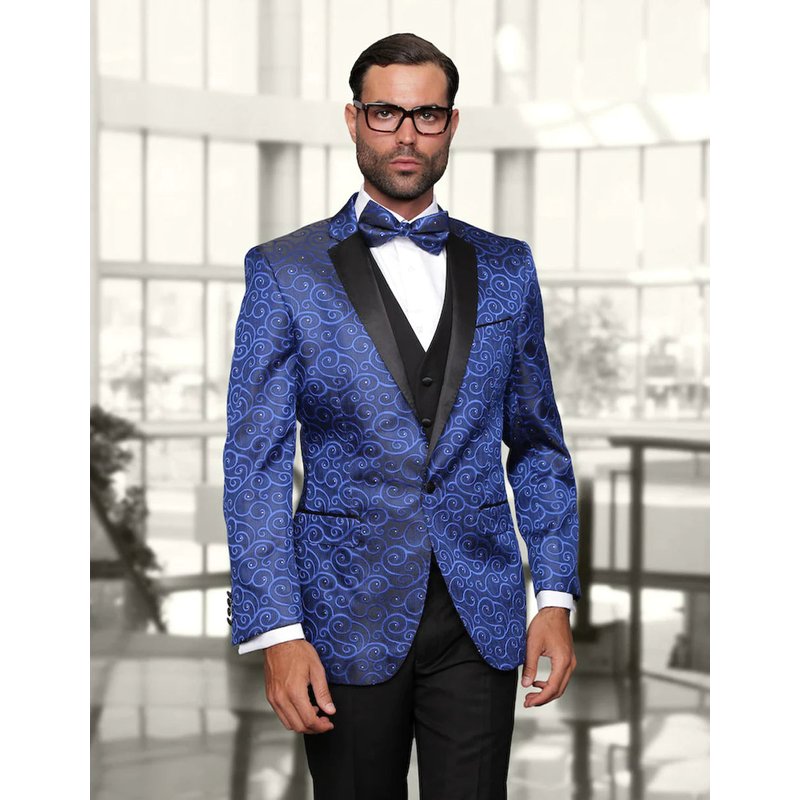 Royal Blue and Gold Tuxedo for Men — Mens Suits & Blazers