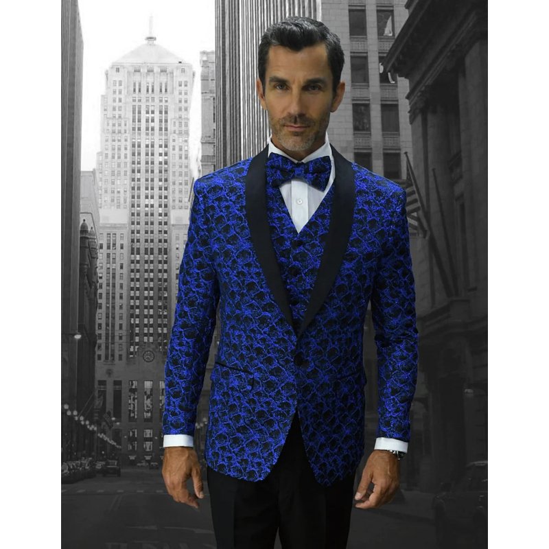 Tuxedo Bleu Royal et Or pour Hommes — Costumes et vestons pour hommes