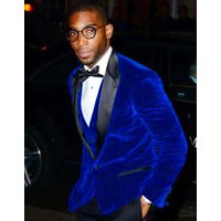 Tuxedo Double Boutonnage Bleu Royal et Or