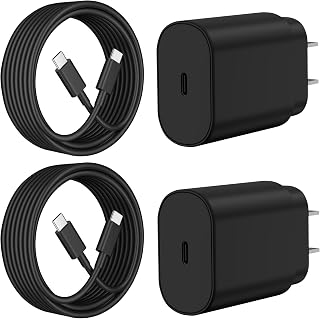 Chargeur rapide USB C 2 pièces 25W Bloc de charge Type C & câble de 6 pi