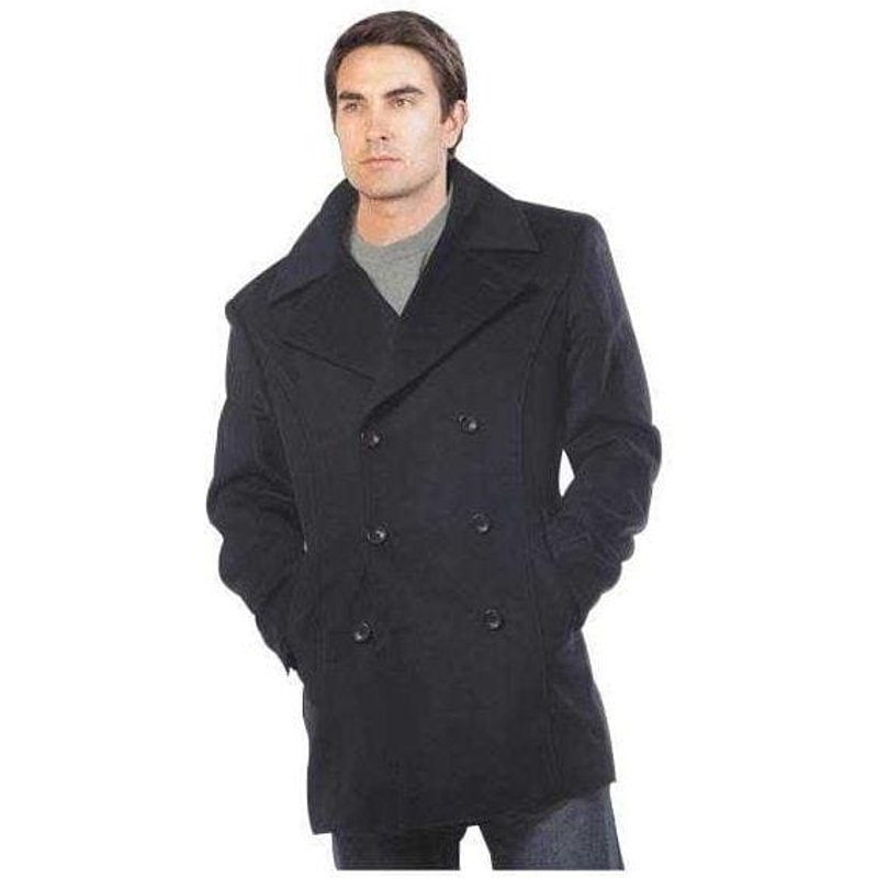 Alberto Nardoni Men's Black Peacoat - Slim Fit Wool Coat — Winter Jacket Men