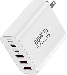 Bloc Chargeur Mural USB C 65W GaN Adaptateur de Charge Rapide 6 Ports — Chargeur Rapide Usb C