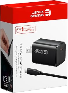 JSAUX 60W USB C Charger for Nintendo Switch 2 with 6.6ft Cable — Fast Charger Usb C