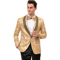 Alberto Nardoni Men's Prom Tuxedo Suit with Gold Shawl Lapel