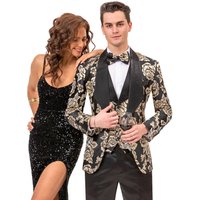 Alberto Nardoni Men's Black and Gold Prom Tuxedo Suit