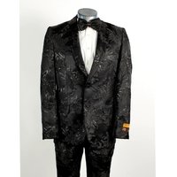 Costume Tuxedo Noir Brillant Floral pour Hommes Alberto Nardoni — Costumes et vestons pour hommes