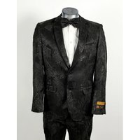 Costume Tuxedo Noir Brillant avec Revers Châle pour Hommes