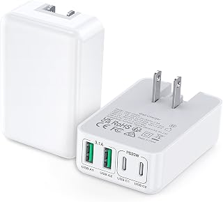 2Pack Flat USB C Wall Charger 40W 4 Ports Fast Charging Adapter