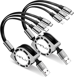 Multi Charging Cable 3A, 2-Pack 4ft Retractable Fast Charger Cord — Fast Charger Usb C