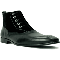 Carrucci Black Leather and Suede Button Up Zipper Boots for Men — Fashion Accessories