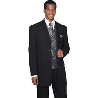 Costume Zoot pour hommes à 4 boutons avec revers large en noir — Costumes et vestons pour hommes