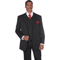 Veste à revers cranté à 3 boutons en pinstripe noir pour homme — Costumes et vestons pour hommes