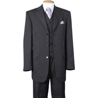 Costume masculin à rayures avec revers en pointe de 3 boutons en noir — Costumes et vestons pour hommes