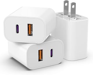 ZCSSQZ 20W Dual Port USB C Charger Block 3 Pack for iPhone and Samsung