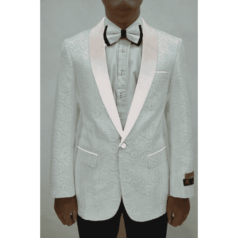 Paisley-300 Blanc/Blanc - Blazers de gros pour hommes — Costumes et vestons pour hommes