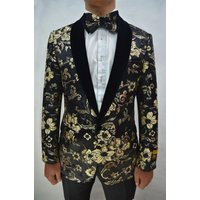 Paisley-300 Noir/Or - Blazers de gros pour hommes — Costumes et vestons pour hommes