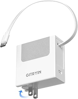 Chargeur mural USB C Gitryin 40W PD avec câble rétractable