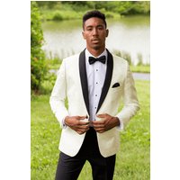 Ivory Dinner Jacket Blazer with Black Shawl Lapel