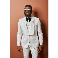 Ivory Dinner Jacket - Modern Fit Tuxedo with Black Shawl Lapel