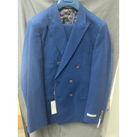 Blue Double Breasted Seersucker Suit for Men