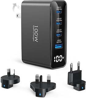 Topadre 100W USB C Travel Charger with 4 Ports and Foldable Plugs — Fast Charger Usb C