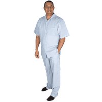 Costume en Lin Bleu Clair avec Manches Courtes et Pantalons Plissés — Costumes et vestons pour hommes
