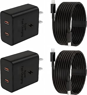Chargeur rapide USB C 45W, ensemble de 2 avec câble C à C de 6 pieds