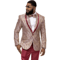 Ivory and Burgundy Tuxedo Floral Suit with Matching Vest
