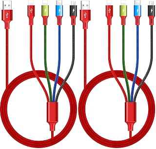 Câble de Charge Rapide Minlu 4-en-1 3.5A, 2-Pièces, 6pi