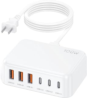 USB C Charger Block 100W GaN 6 Port PD USB A Wall Charger — Fast Charger Usb C