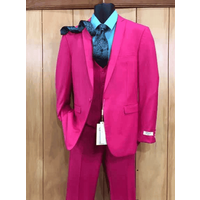 Slim Fit Vested Suit in Pink