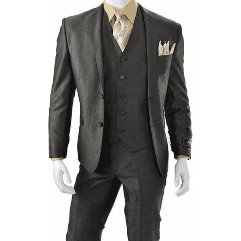 Slim Fit Vested Suit in Brown — Mens Suits & Blazers