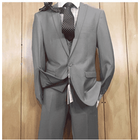 Slim Fit Vested Suit in Gray — Mens Suits & Blazers