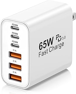 Bloc de charge rapide USB C 65W à 6 ports avec technologie GaN — Chargeur Rapide Usb C