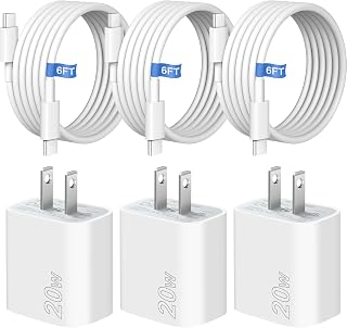 Chargeur rapide iPhone 16 15 3 pièces 20W Bloc de chargeur mural USB C — Chargeur Rapide Usb C