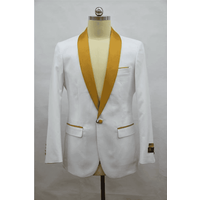 Blazer Tuxedo Blanc et Or pour Hommes