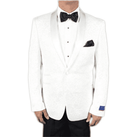 Veste de Tuxedo Blanche en Mélange de Viscose Super 150's à 1 Bouton