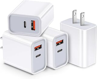 Chargeur Rapide USB C 20W 4-Pack Bloc Mural Dual Port PD QC 3.0