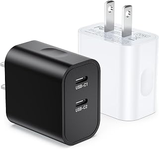 USB C Charger Block 20W Dual Port Adapter 2-Pack — Fast Charger Usb C