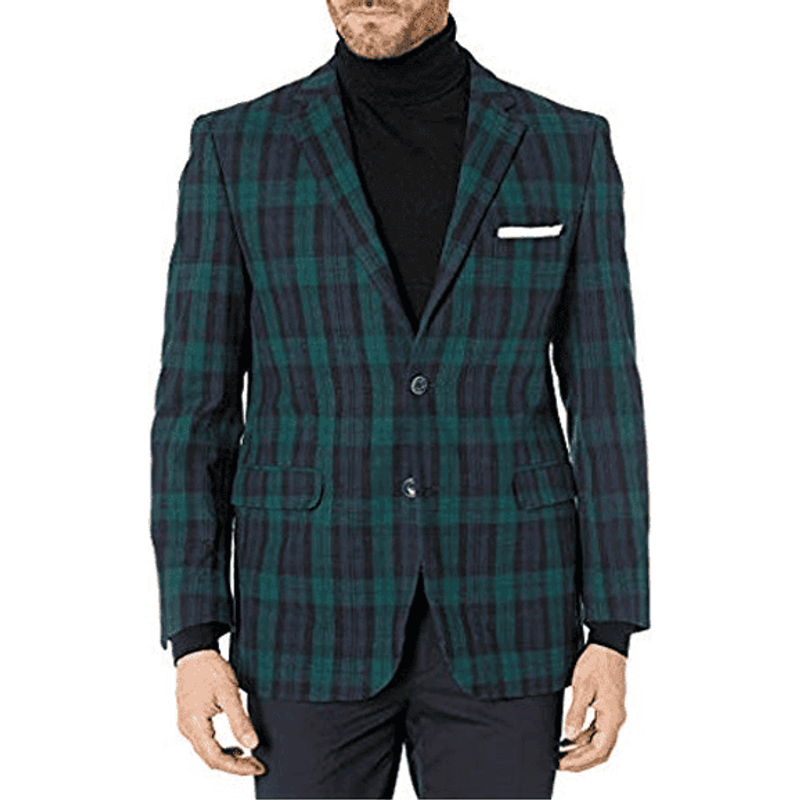 Blazer à carreaux bleu pour hommes