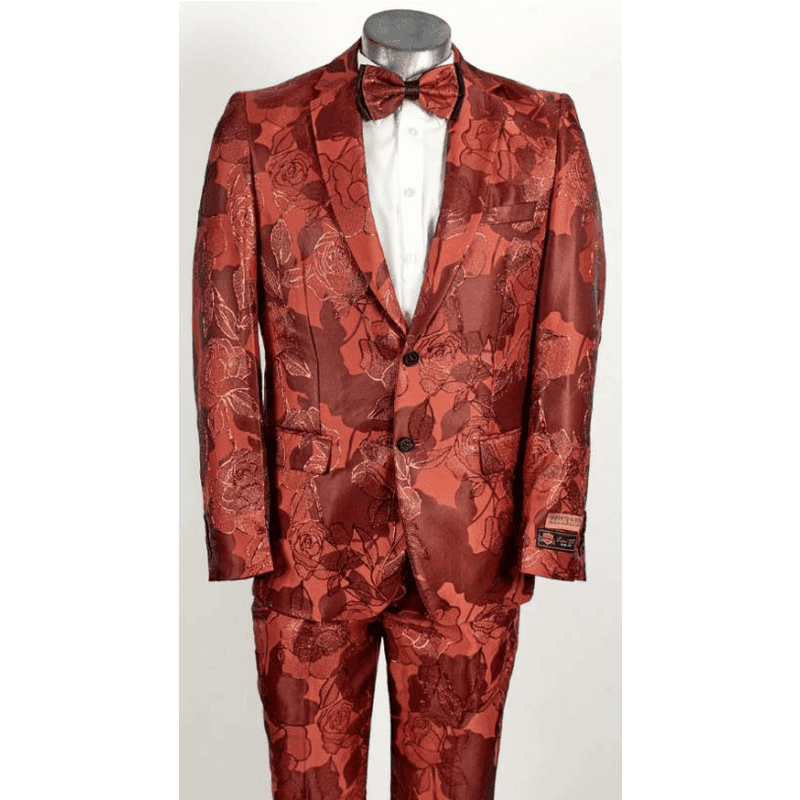 Red Floral Suit with Blazer and Matching Pants — Mens Suits & Blazers