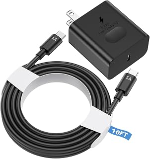 Chargeur rapide 45W avec câble de chargement USB C de 10 pi pour appareils Samsung