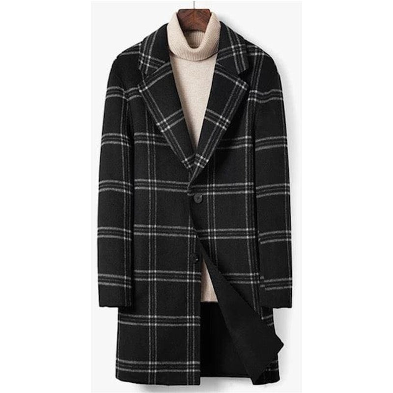Hommes Couleurs brunes Plaid Pardessus — Veste d'hiver Hommes