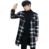 Hommes Couleurs noires Plaid Pardessus