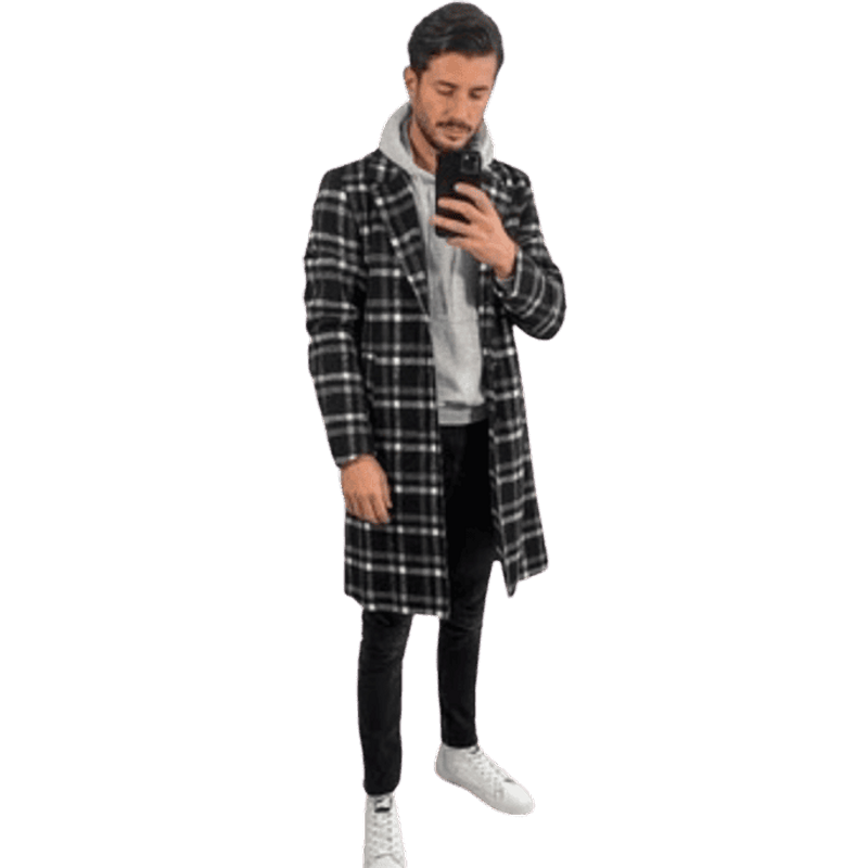 Manteau en Plaid Noir pour Hommes AlbertoNardoniStore — Veste d'hiver Hommes