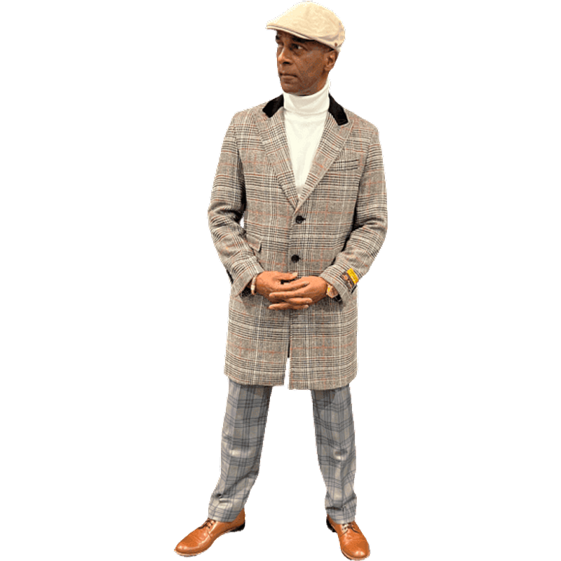 Pardessus en Plaid couleur marron pour hommes — Veste d'hiver Hommes