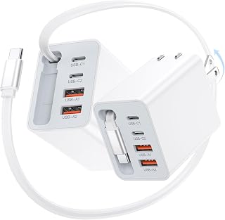 Bloc de charge USB C à 5 ports avec câbles intégrés — Chargeur Rapide Usb C