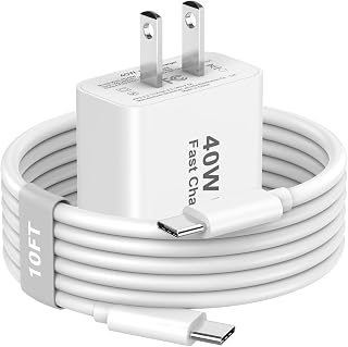 Chargeur rapide iPhone 17 16 Pro Max 40W USB C avec câble de 10 pi